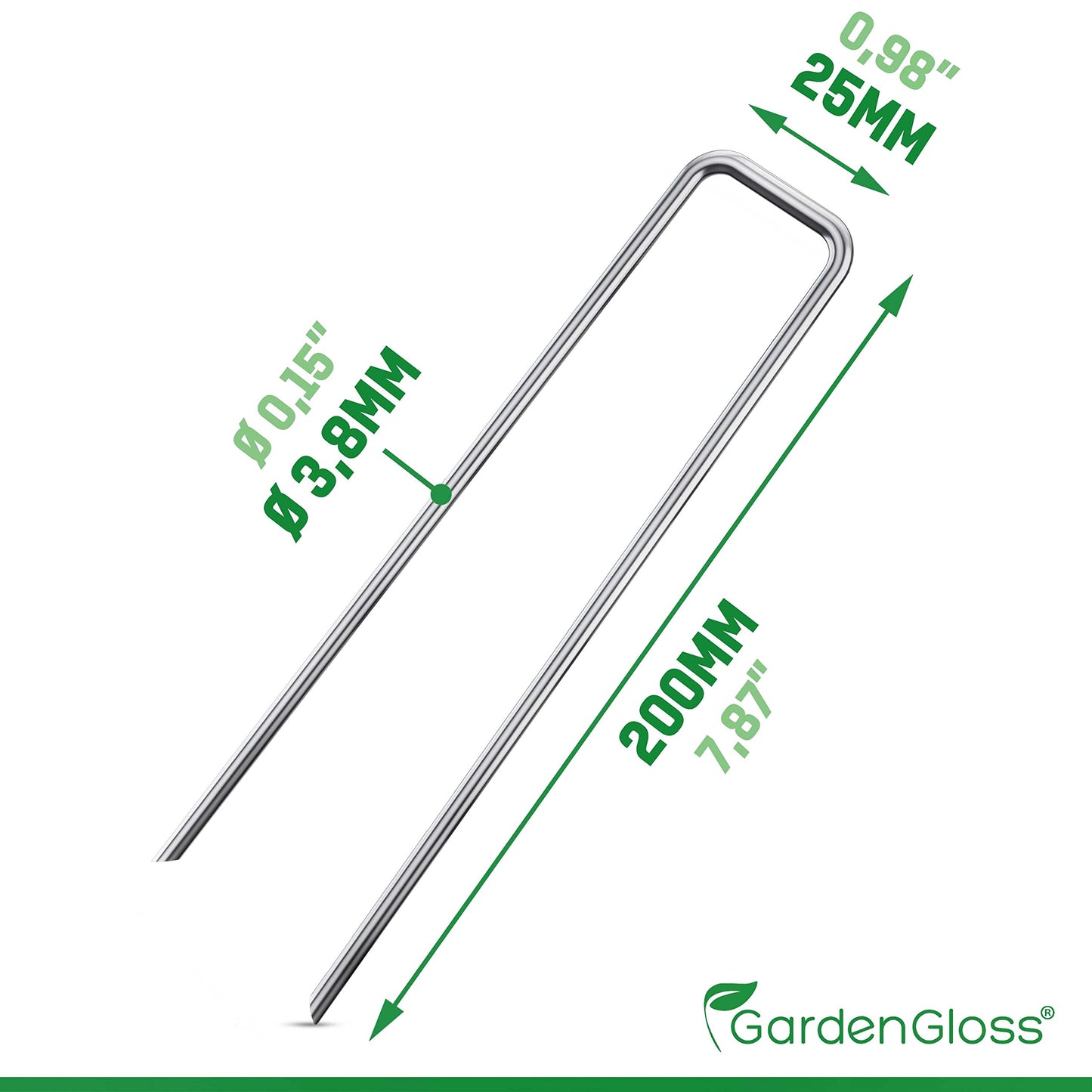 GardenGloss Heavy Duty Garden Pegs Made of Steel - Strong Metal Pegs for Membrane, Netting and Fence - Anti-Rust Landscape Staples (25pcs)