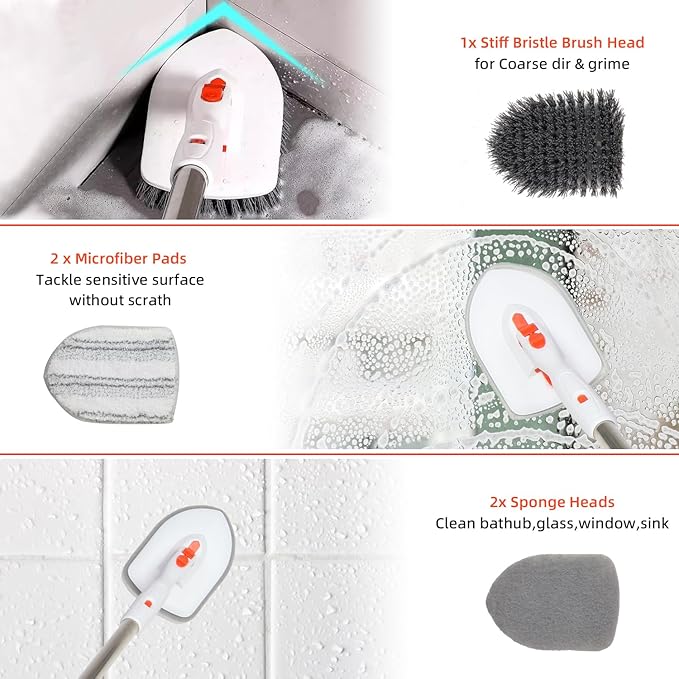 Floor Scrub Brush 3 in 1 Tub Tile Floor Scrubber Brush