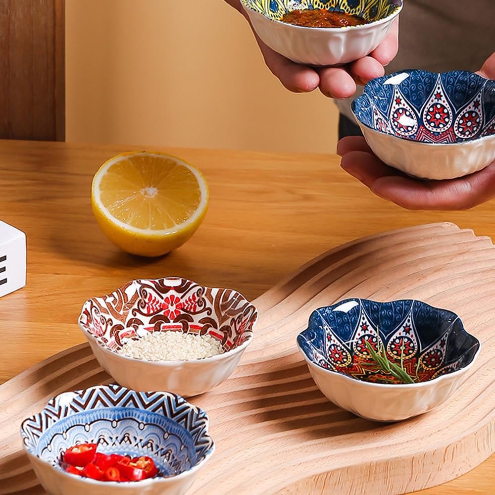 MaxBlaster 10Pcs 3.3 Inch Ceramic Dipping Sauce Bowls, Dipping Sauce Dishes, Soy Sauce Dish, Side Dish Bowls, Small Dip Bowl for Condiments, Appetizer, Dessert, BBQ, Sushi