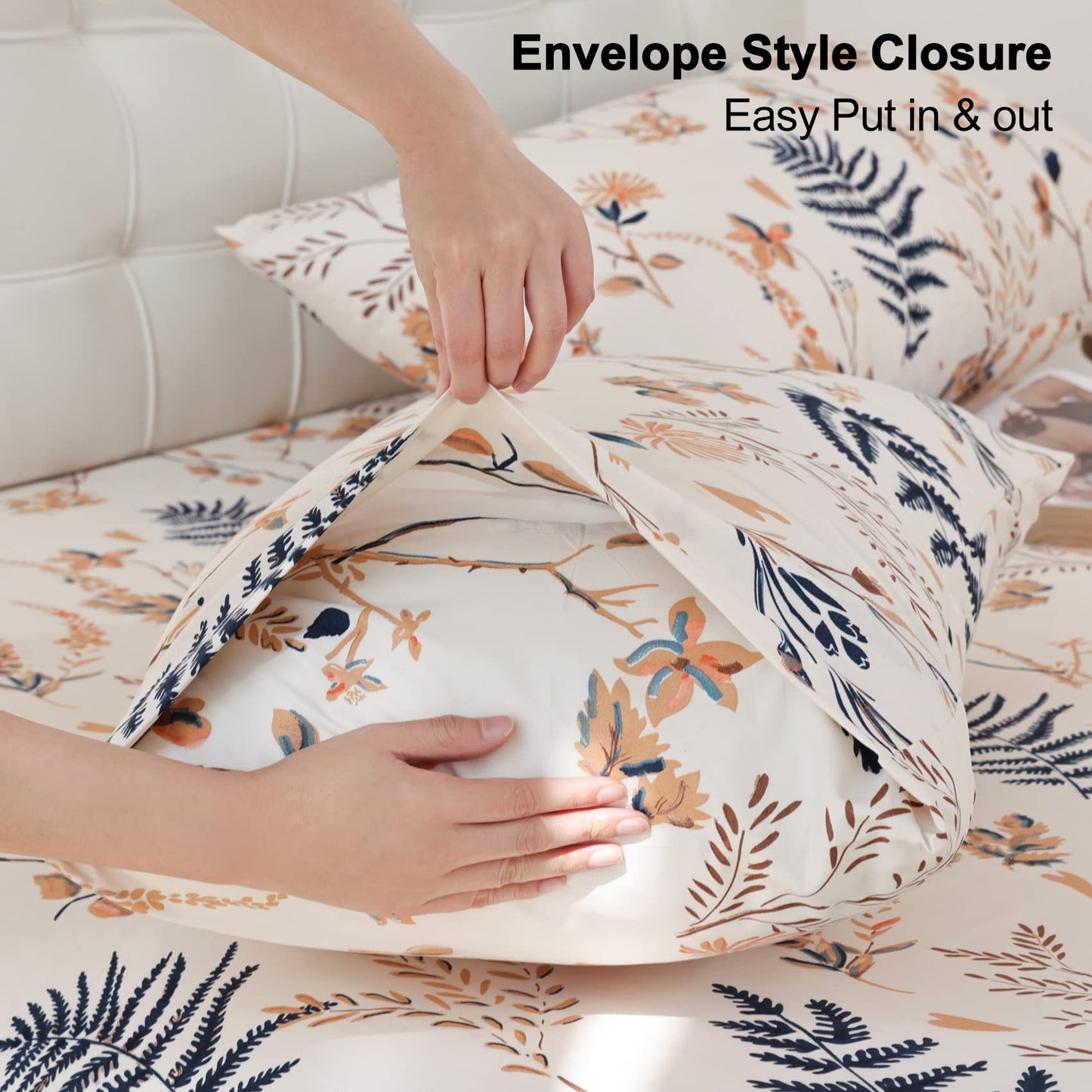 JSD Boho Floral Printed Sheet Set King Size, 4 Piece, Soft Botanical Pattern Microfiber Sheets Extra Deep Pocket