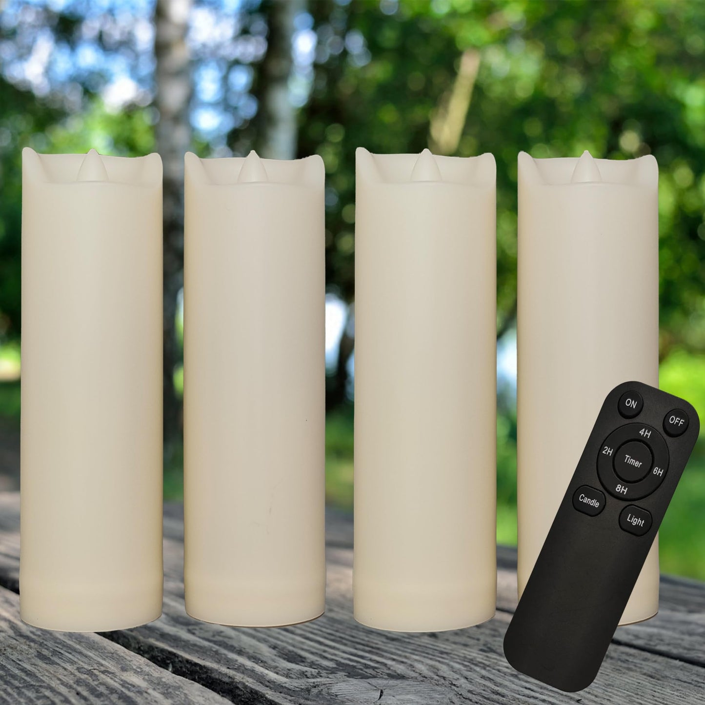 iZAN 4 Pack Flameless Battery Operated LED Pillar Candles with Remote Outdoor Waterproof Flickering Decorative Lights for Halloween Christmas Home Kitchen Décor Wedding Party Event Decorations 2”x6”