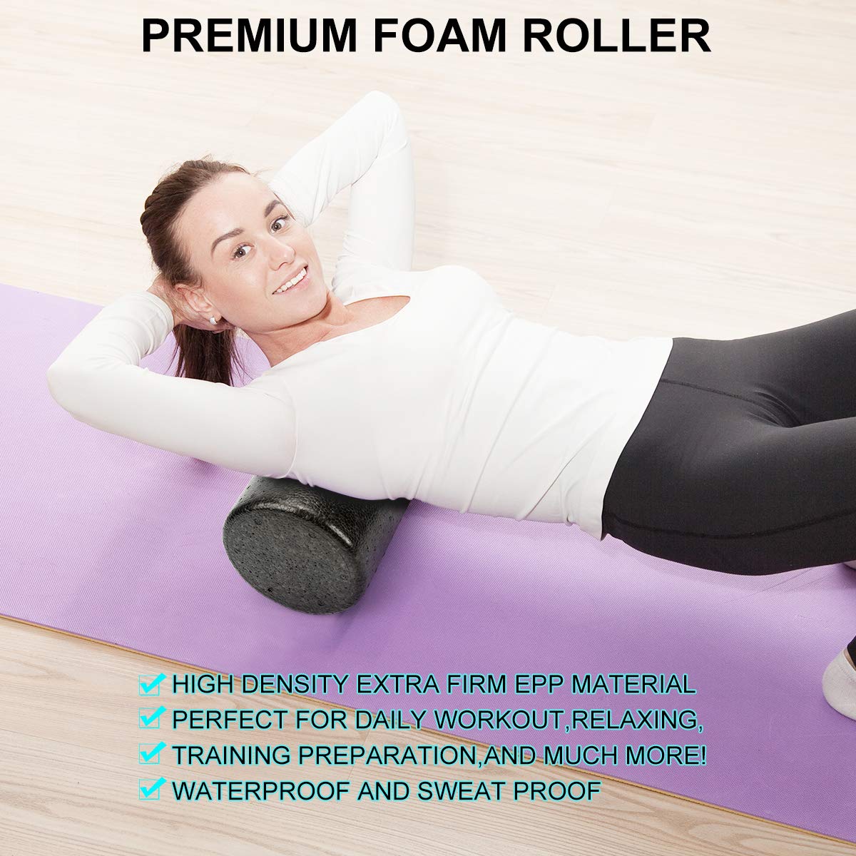 Foam Roller Set - High Density Back Roller, Muscle Roller Stick,2 Foot Fasciitis Ball, Stretching Strap, Massager Ball for Whole Body Physical Therapy & Exercise, Yoga, Back Pain, Leg, Deep Tissue