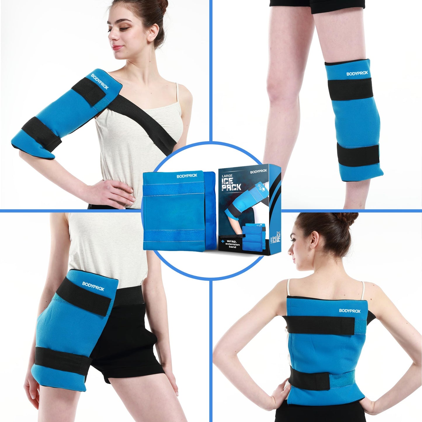 BODYPROX Flexible Large Gel Ice Pack for Shoulders, Arms, Back and Thighs. Hot & Cold Therapy Wrap