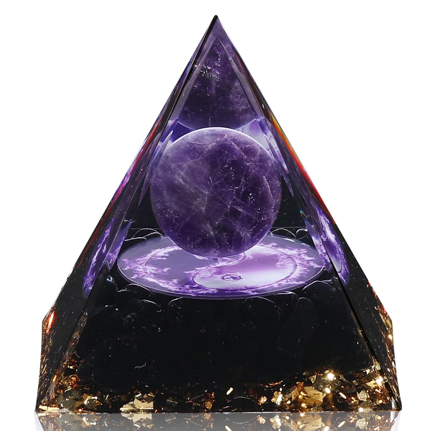 Hopeseed Orgone Pyramid for Positive Energy, Orgonite Natural Amethyst&Obsidian Healing Crystals Pyramid for Reduce Stress Chakra Reiki Healing Meditation Cleanses the Mind and Boosts Confidence