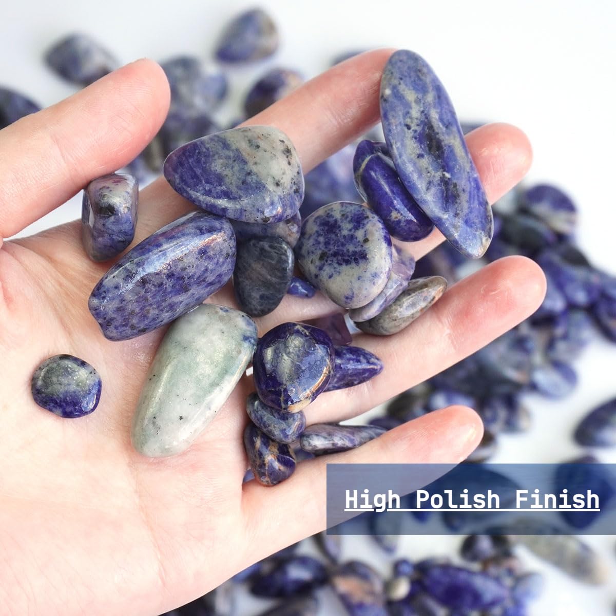 XMHOME 3 Pounds Blue Sodalite Tumbled Stones - Natural Polished Gemstones for Vase Filler, Decoration, and Crafts
