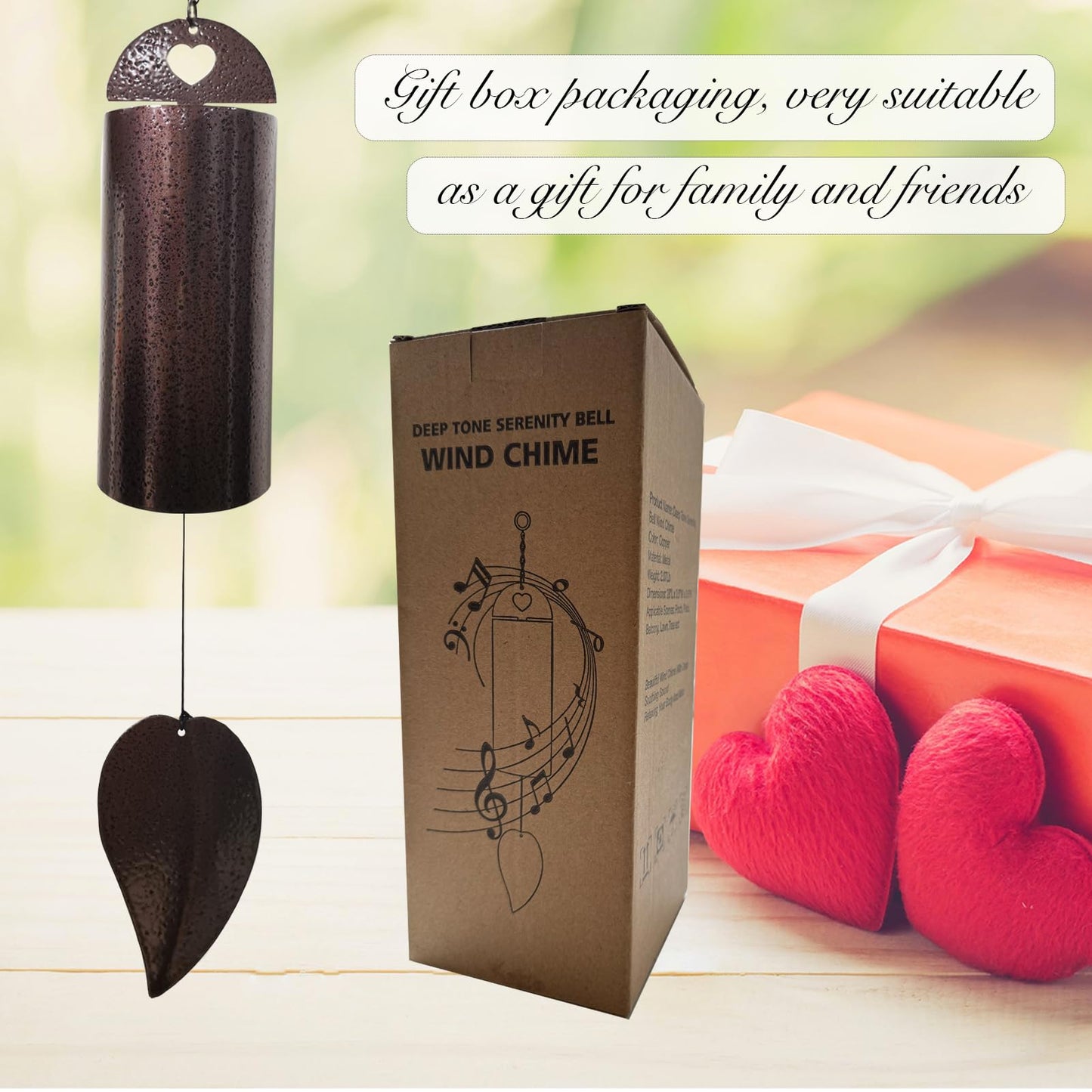 Wind Chimes for Outside Deep Tone Memorial Wind Chime Outdoor Deep Resonance Serenity Bell Copper Wind Bell Sympathy Gift Garden Decor Home Decoration 28 Inch Large