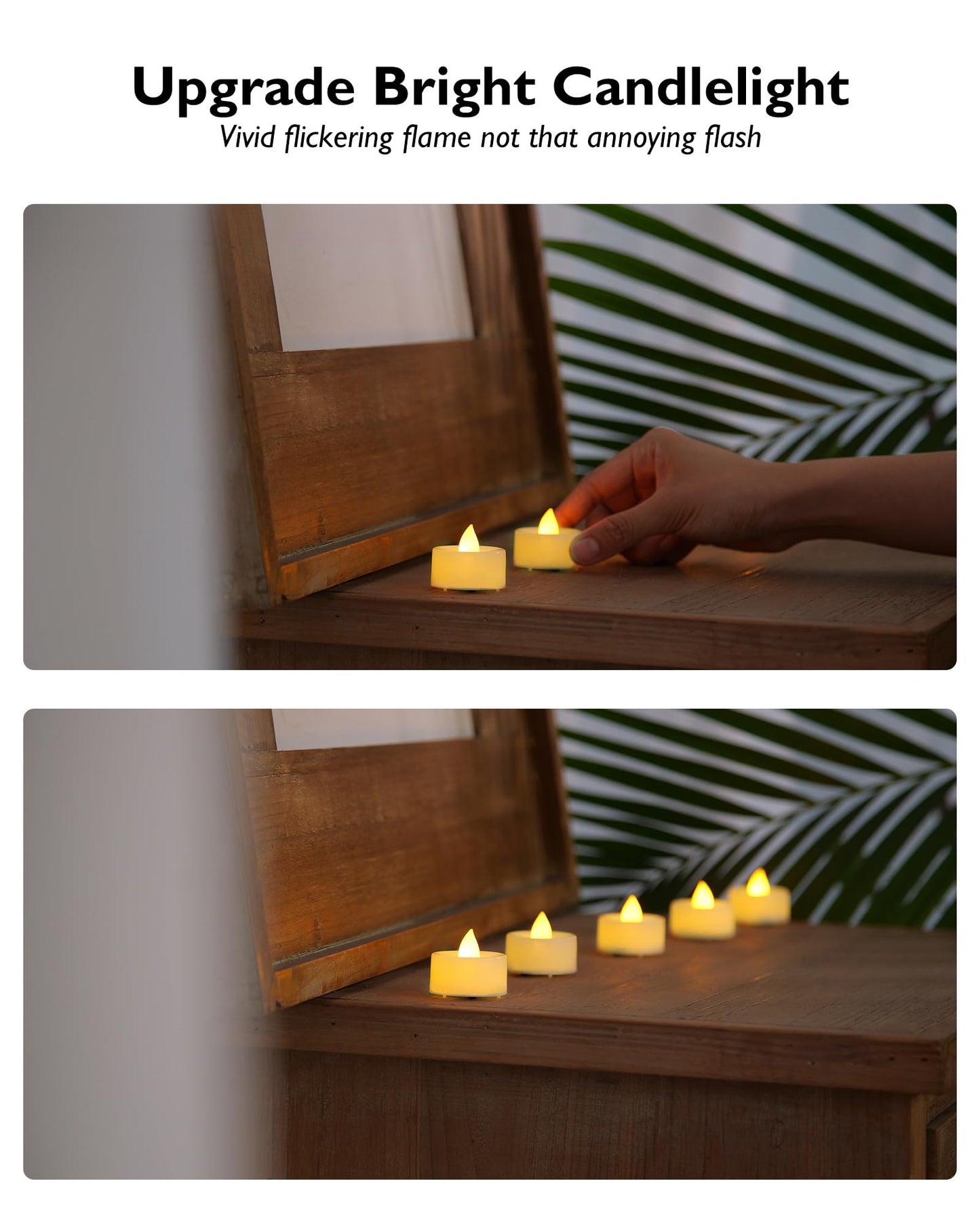 BEICHI 24-Pack Timer Tea Lights Candles Battery Operated, LED Tea Lights, Built-in 6 Hours Timer, Flameless Fake Candles, Tea Light Flickering Votive Candle 1.5'' D x 1.3'' H (Ivory Shell)
