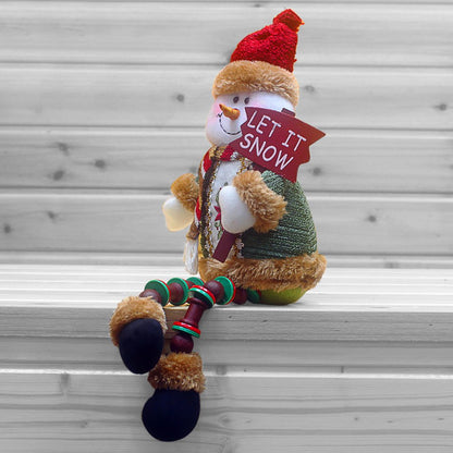Christmas Decorations Cute Sitting Santa Claus Snowman Figurine Christmas Tree Hanging Decoration Plush Stuffed Toy Doll Home Office Indoor Outdoor Table Fireplace Window Ornament Decor Xmas Gift