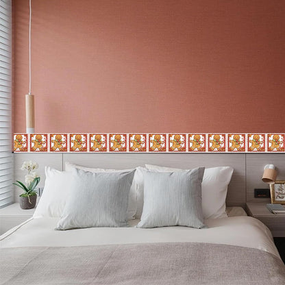 HOMETITUTE Wallpaper Border Peel and Stick Christmas Gingerbread Candy Cane Fall Wreath Wall Decoration Self-Adhesive Border for Bathroom Kitchen Living Room Winter Holiday Decor 4x196 Inch