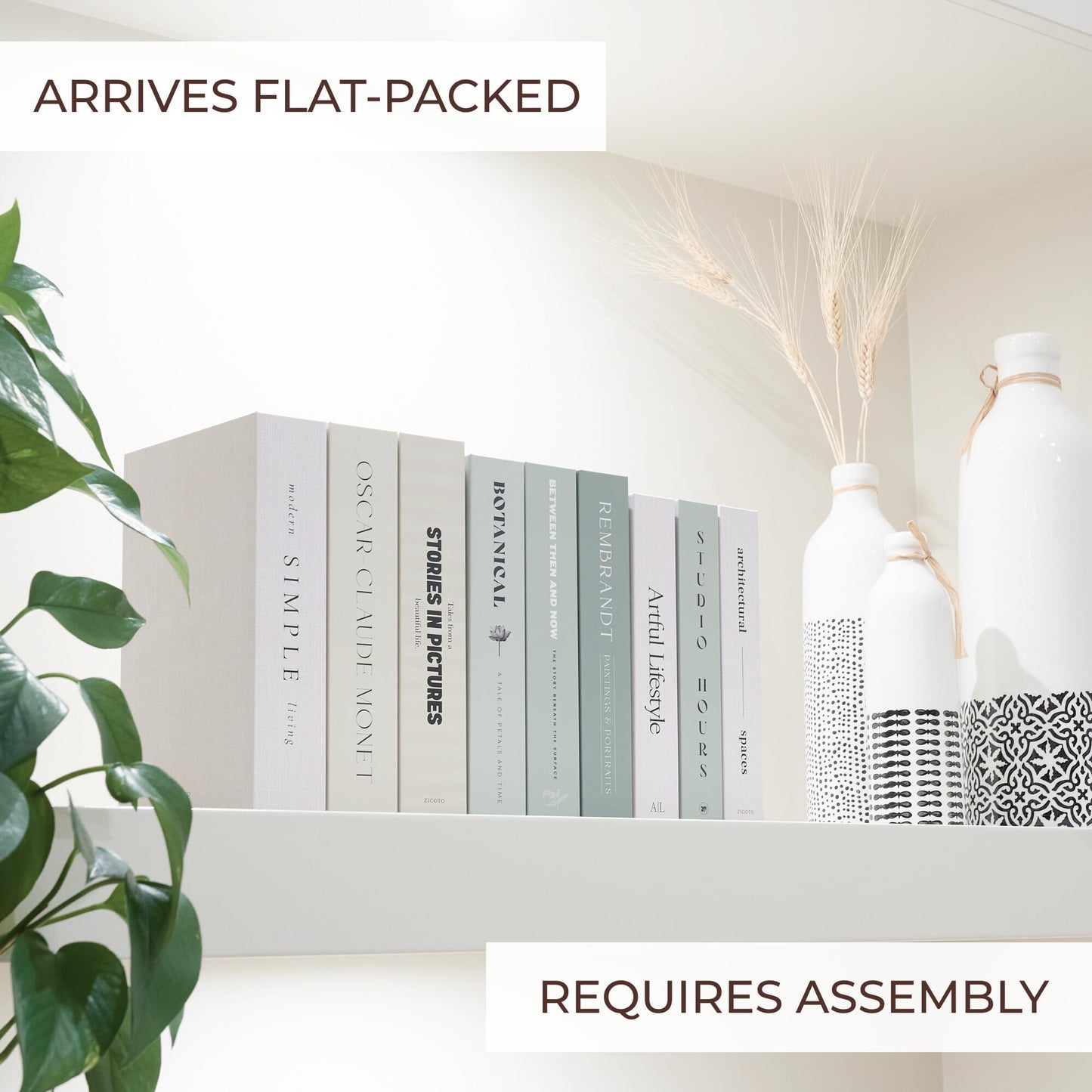 Beautiful Decorative Books - Set of 9 Boxes Enhance Your Coffee Table, Bookshelf or Mantel Shelf Decor - Aesthetic Fake/Faux Books for Modern Home Decoration, Photo Storage and as a Keepsake Box