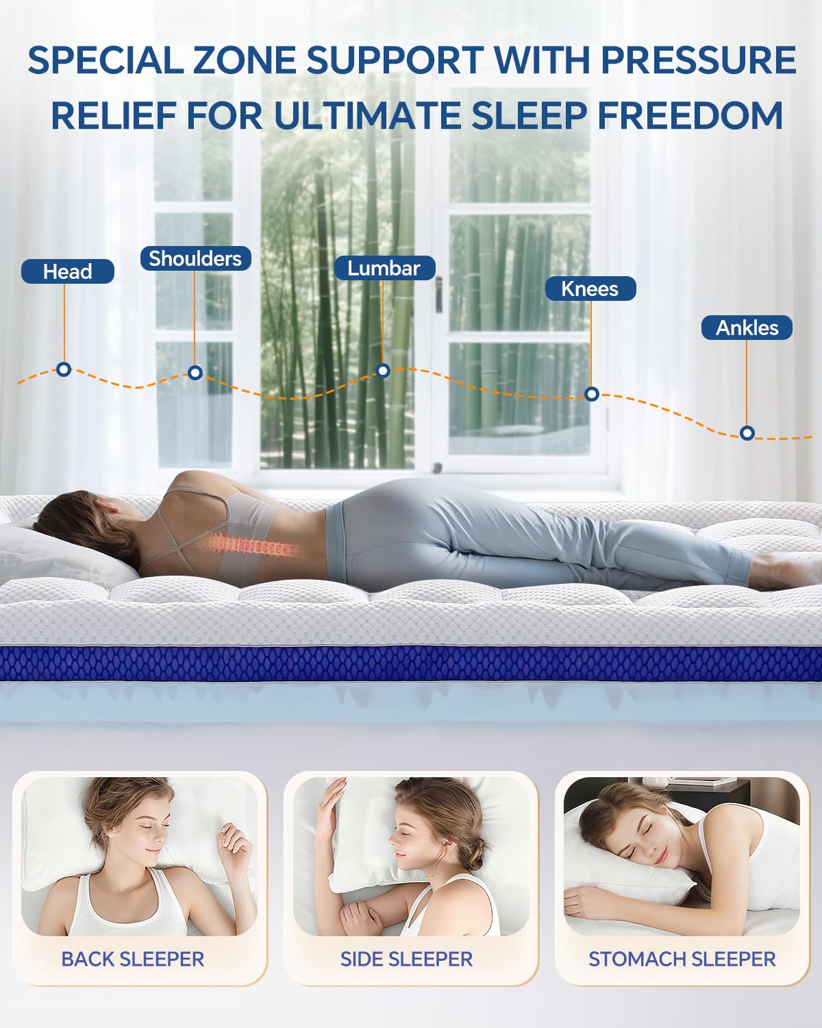 BEDELITE Dual Layer 4 Inch Twin Size Memory Foam Mattress Topper, 2 Inch Soft Pillow Top Mattress Pad Cover and 2 Inch Gel Memory Foam for Pressure Relief, 2-in-1 Design for Comfort & Support