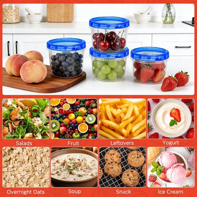 12 Pack 17oz Reusable Freezer Storage Containers