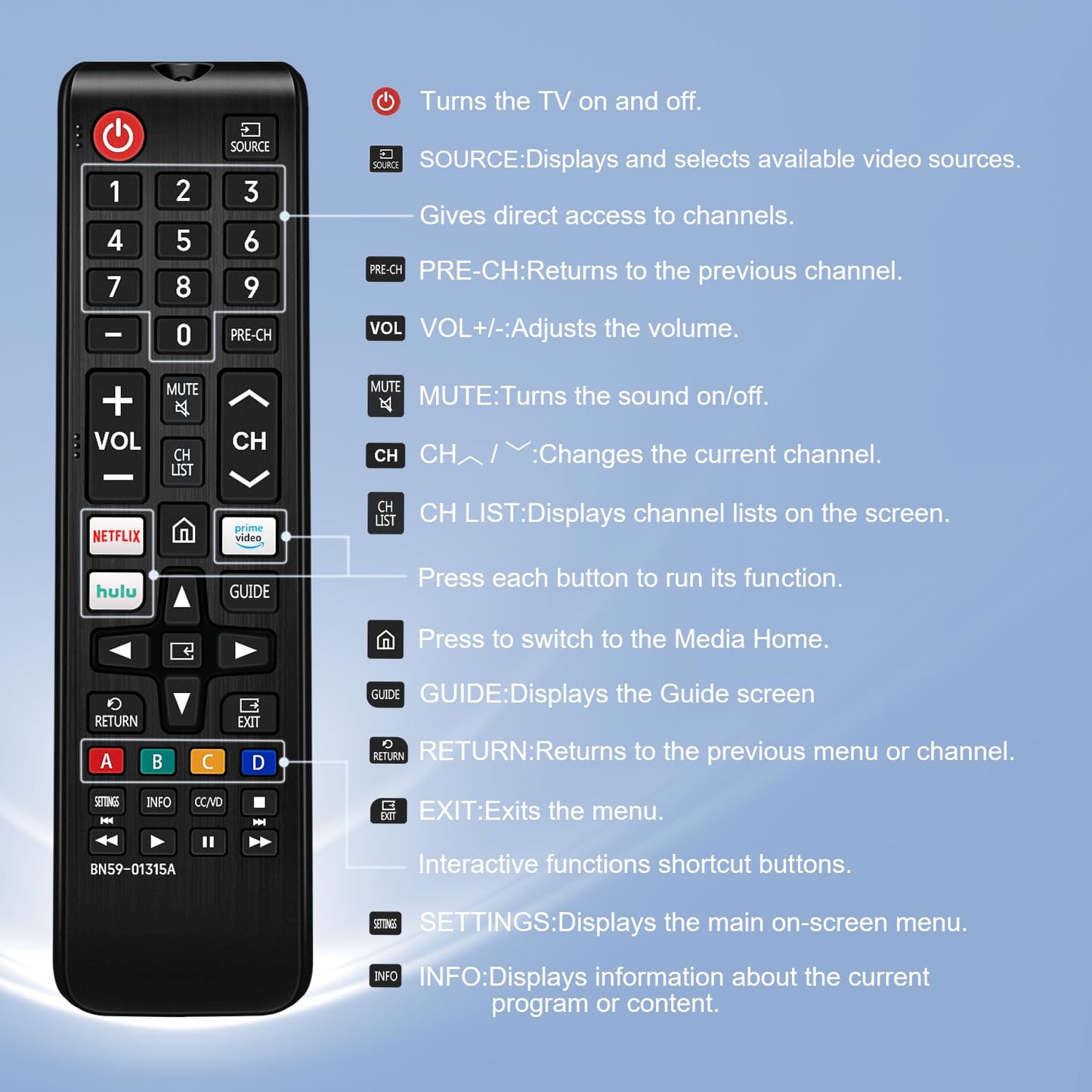 for Samsung TV Remote Replacement for Smart TV with Voice Control - Compatible with Samsung TV 2015-2024 Models - Voice Command (Replacement for OEM)