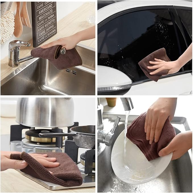 KinHwa Kitchen Washcloths for Dishes Absorbent Microfiber Dish Cloths Quick Dry