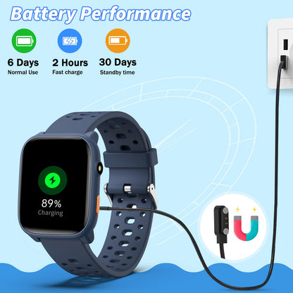 ModaWin Smart Watch for Kids with 12 Puzzle Games, 1.83" Fitness Tracker Watch Heart Rate Sleep Monitor, Pedometer, Alarm Clock, Flashlight, Gift for 6-12 Year Old Boys Girls
