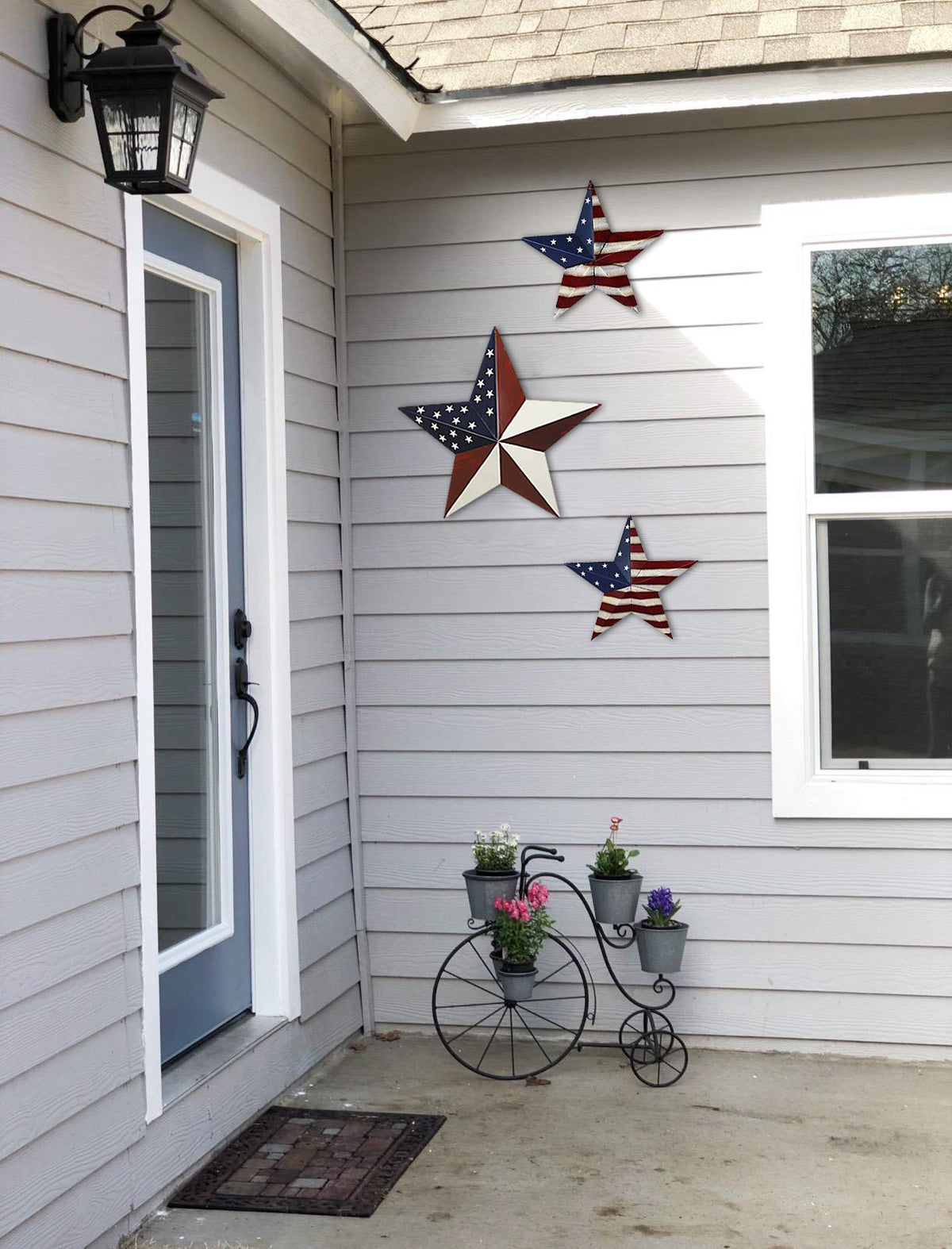 Patriotic Barn Star Metal Wall Decor Indoor Outdoor Wall Hanging Primitive Decor Star Ornament 4th of July Decoration