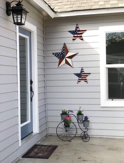 Patriotic Barn Star Metal Wall Decor Indoor Outdoor Wall Hanging Primitive Decor Star Ornament 4th of July Decoration