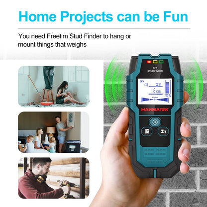 HANMATEK Stud Finder SF1 Wall Scanner 4 in 1 Electronic Stud Sensor with Depth Tracker, Unit Change, for Wood, Metal, Cables, Circuits Detect in Walls