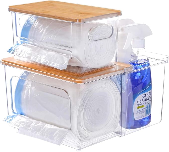 Trash Bag Dispenser Holder - 3 in 1 Acrylic Plastic Garbage Bag Pantry Organizer