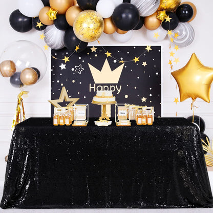 Sequin Table Clothes 50x102 inch Rose Gold Sequin Tablecloth Sequin Overlay Sparkle Table Decor for Wedding Sequin-50 x102 Black