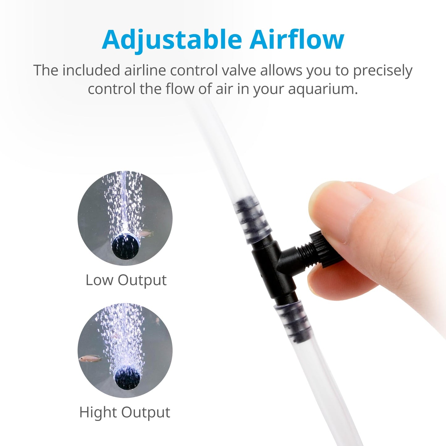 NICREW UFO Air Pump Aquarium for Fish Tank up to 150 L, Air Aerator Pump Ultra Silent, Oxygen Bubbler with Single Outlet, Accessories Included, 1.7W