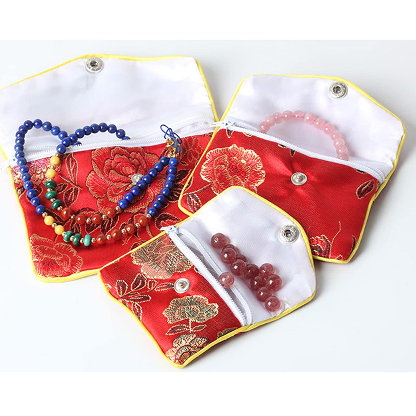 Baitaihem 15 Pack Jewelry Purse Pouch Gift Bags Chinese Silk Style Brocade Embroidered Bag,Multiple Colors(Small)