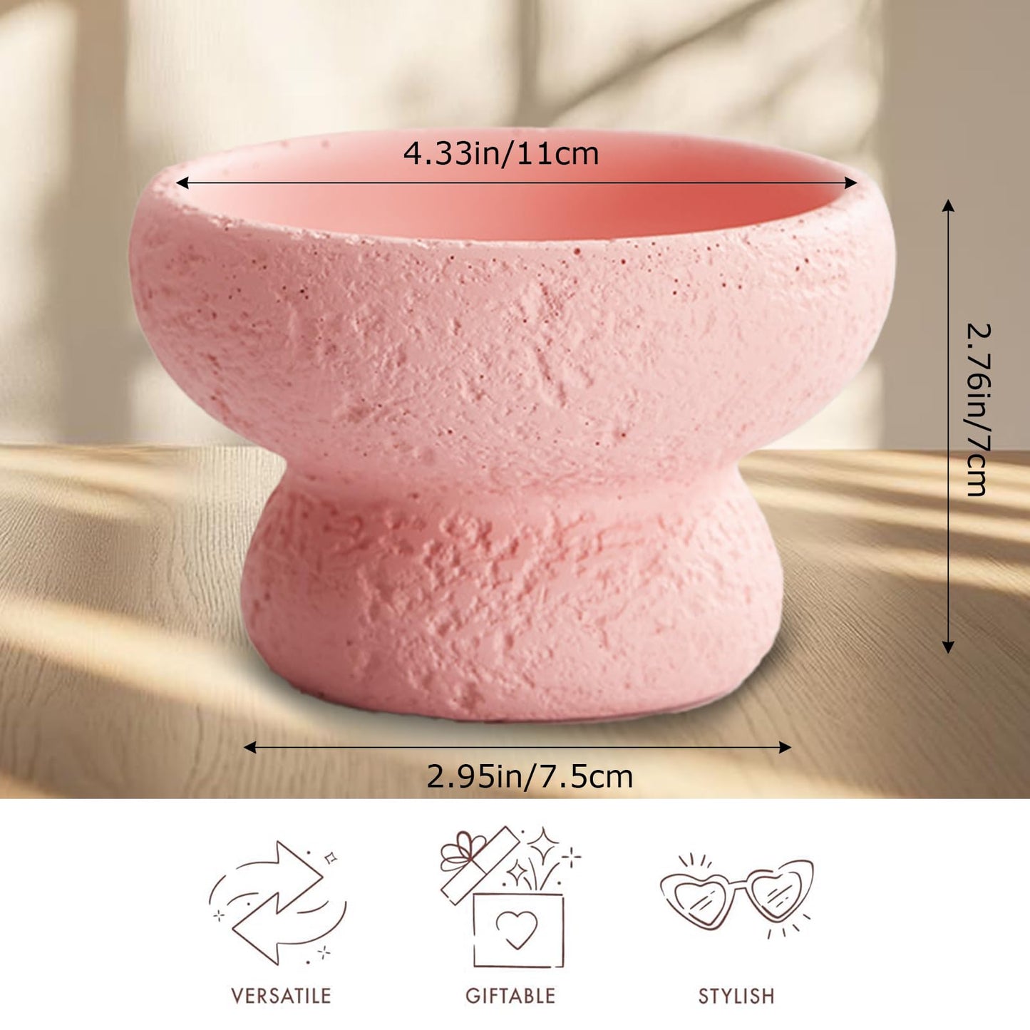 Mini Cement Candle Holder with Volcano Stone Design - Elegant Tealight Holder for Romantic Atmosphere, Perfect for Table Centerpieces & Home Décor (Pink)