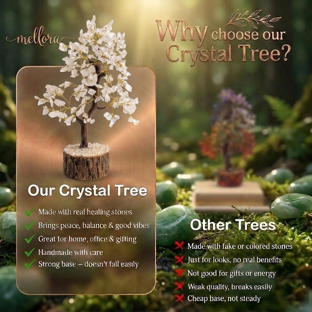 Mellora Clear Quartz Gemstone Tree with Gold Wire