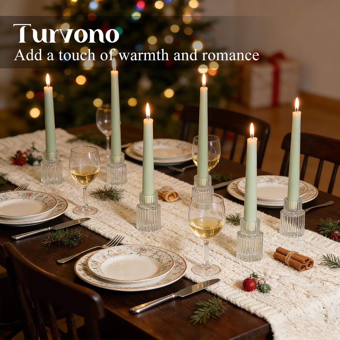 Turvono Clear Glass Taper Candle Holders Set of 12, Small Tapered Candlestick Holders in Bulk, Modern Short Candle Sticks for Dining Table Centerpiece Wedding Christmas Party & Holiday Decorations