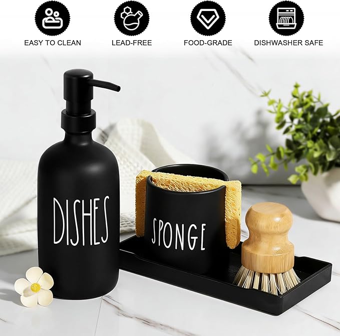 Dish Soap Dispenser for Kitchen, Glass Dish Soap Dispenser