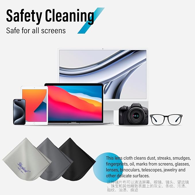 Microfiber Cleaning Cloths, 6 Pack 8x8 Inch Large Glasses Cloth, Cleaning Cloth