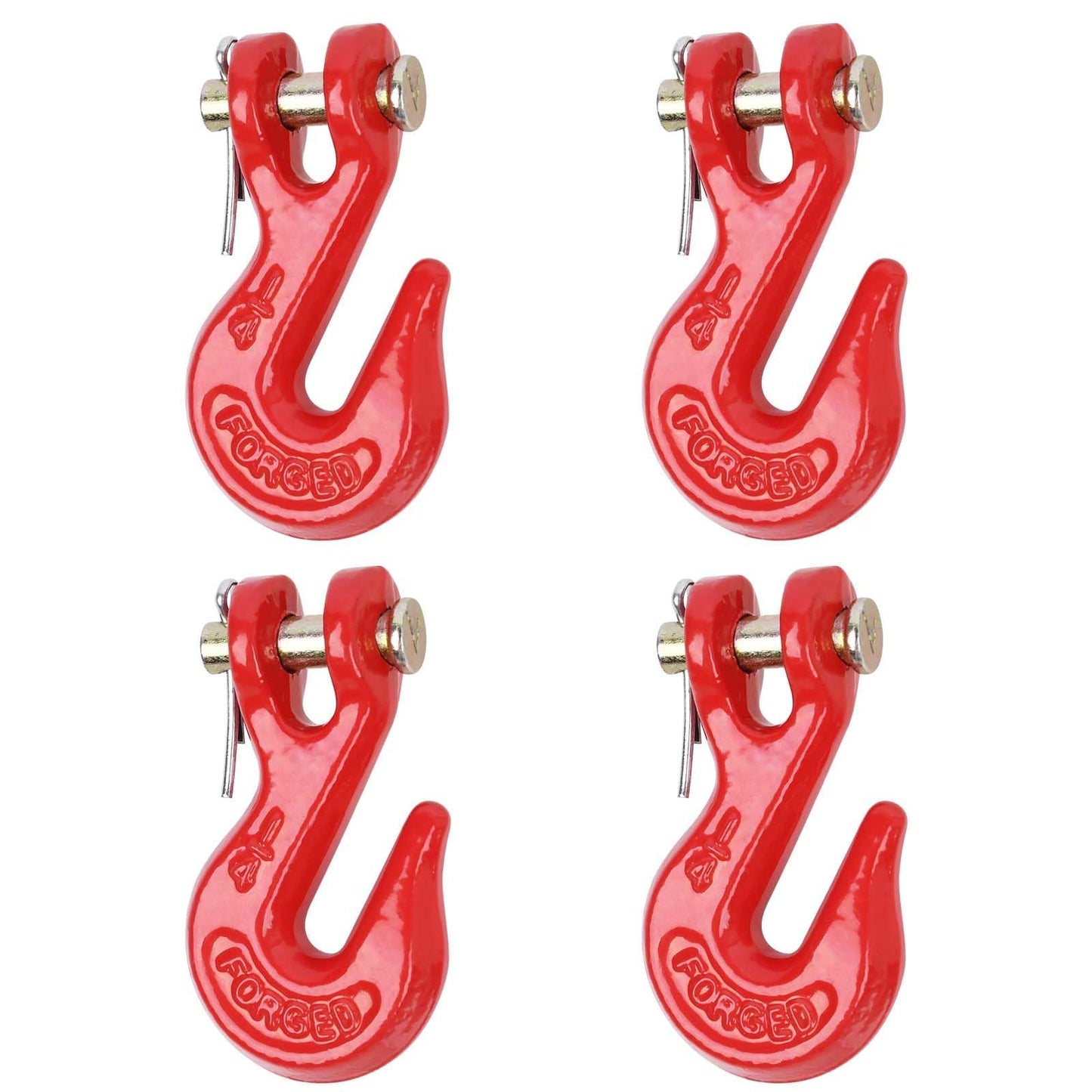 Lechansen G80 1/4'' Chain Grab Hooks, 4 Pack Grade 80 Clevis Grab Hook, 1/4" Tow Hook Heavy Duty for Transport Chain, 3,300 Lbs Working Load Limit, Trailer Truck Hook Binder Chain Hook for Transport