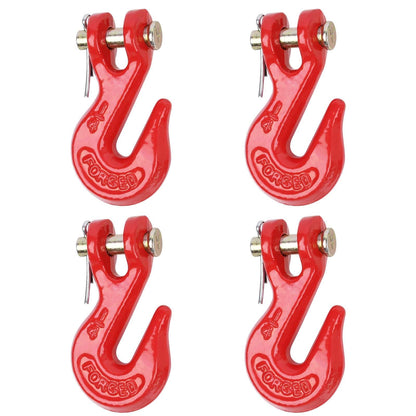 Lechansen G80 1/4'' Chain Grab Hooks, 4 Pack Grade 80 Clevis Grab Hook, 1/4" Tow Hook Heavy Duty for Transport Chain, 3,300 Lbs Working Load Limit, Trailer Truck Hook Binder Chain Hook for Transport