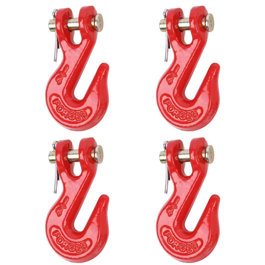 Lechansen G80 1/4'' Chain Grab Hooks, 4 Pack Grade 80 Clevis Grab Hook, 1/4" Tow Hook Heavy Duty for Transport Chain, 3,300 Lbs Working Load Limit, Trailer Truck Hook Binder Chain Hook for Transport