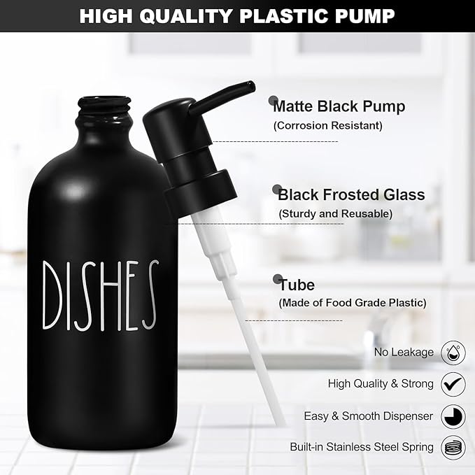 Dish Soap Dispenser for Kitchen, Glass Dish Soap Dispenser