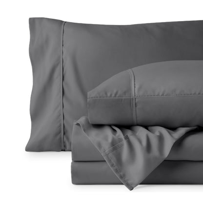 Bare Home Queen Sheet Set - 1800 Ultra-Soft Microfiber Queen Bed Sheets - Double Brushed - Deep Pockets - Easy Fit - 4 Piece Set - Bedding Sheets & Pillowcases (Queen, Grey)