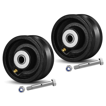 CWfutureparts 4" X 2" Cast Iron V Groove Wheel with Roller Bearing, 1600 lbs Capacity,Industrial Metal Casters for Roll Tracks, Rolling, Sliding Gates(2 Pack Black)