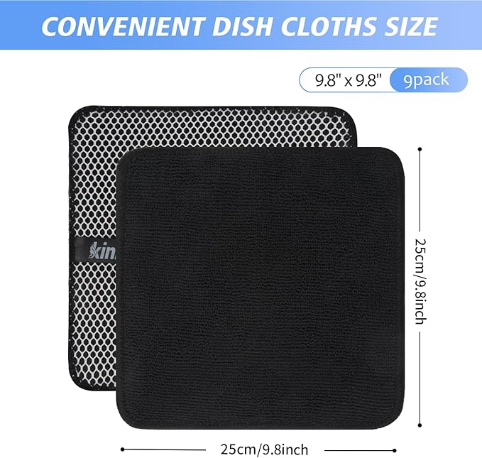 KinHwa Kitchen Washcloths for Dishes Absorbent Microfiber Dish Cloths Quick Dry