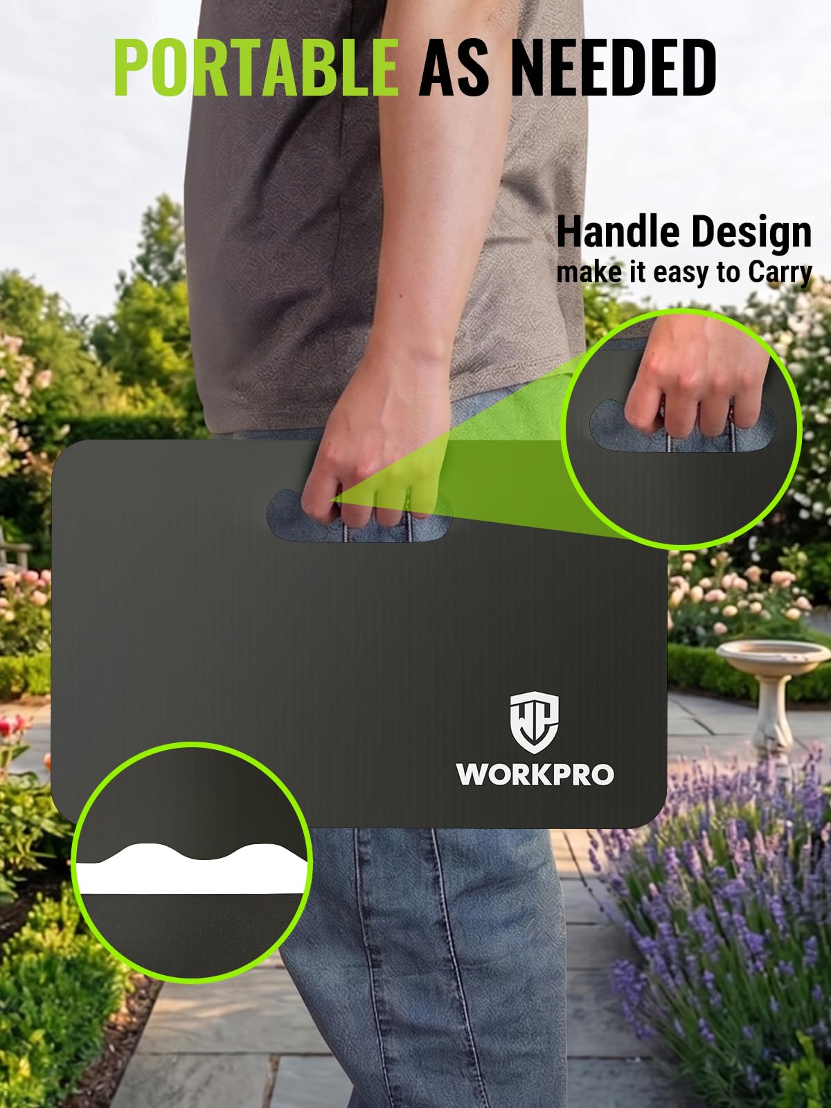 WORKPRO Extra Thick Kneeling Pad, Soft NBR Foam Cushioning for Knee, Large Foam Kneeler Mat for Gardening, Bathing Baby, Exercise, Workout Supplies, 17.5 x 11 x 1.5 in, Black