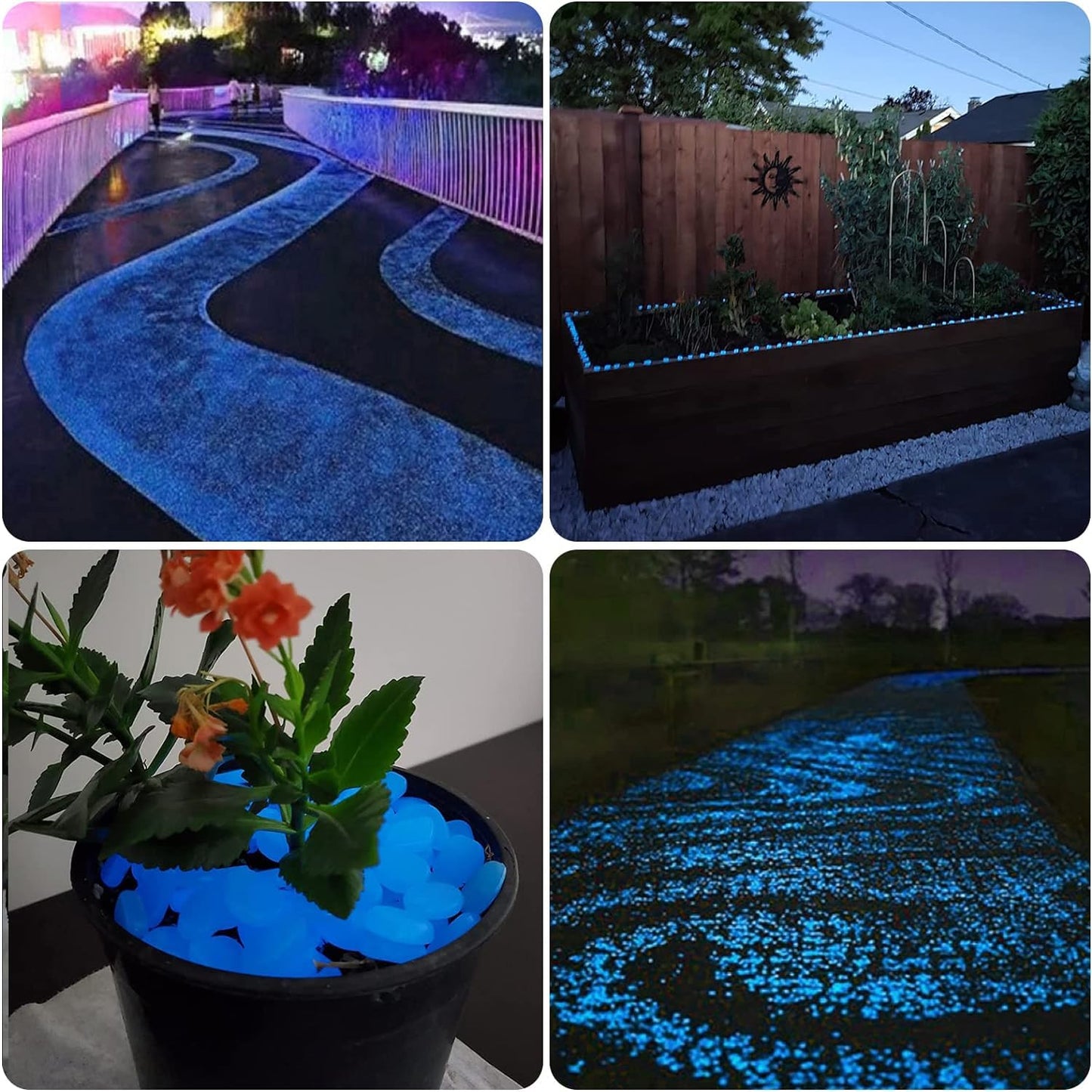 NAMTSO Glow in The Dark Rocks Outdoor, 500 pcs Blue Solar Rocks for Landscaping, Outdoor Decor Glow in The Dark Stones, Glowing Pebbles for Garden Backyard Patio Lawn Pond Fish Tank Aquarium Decor