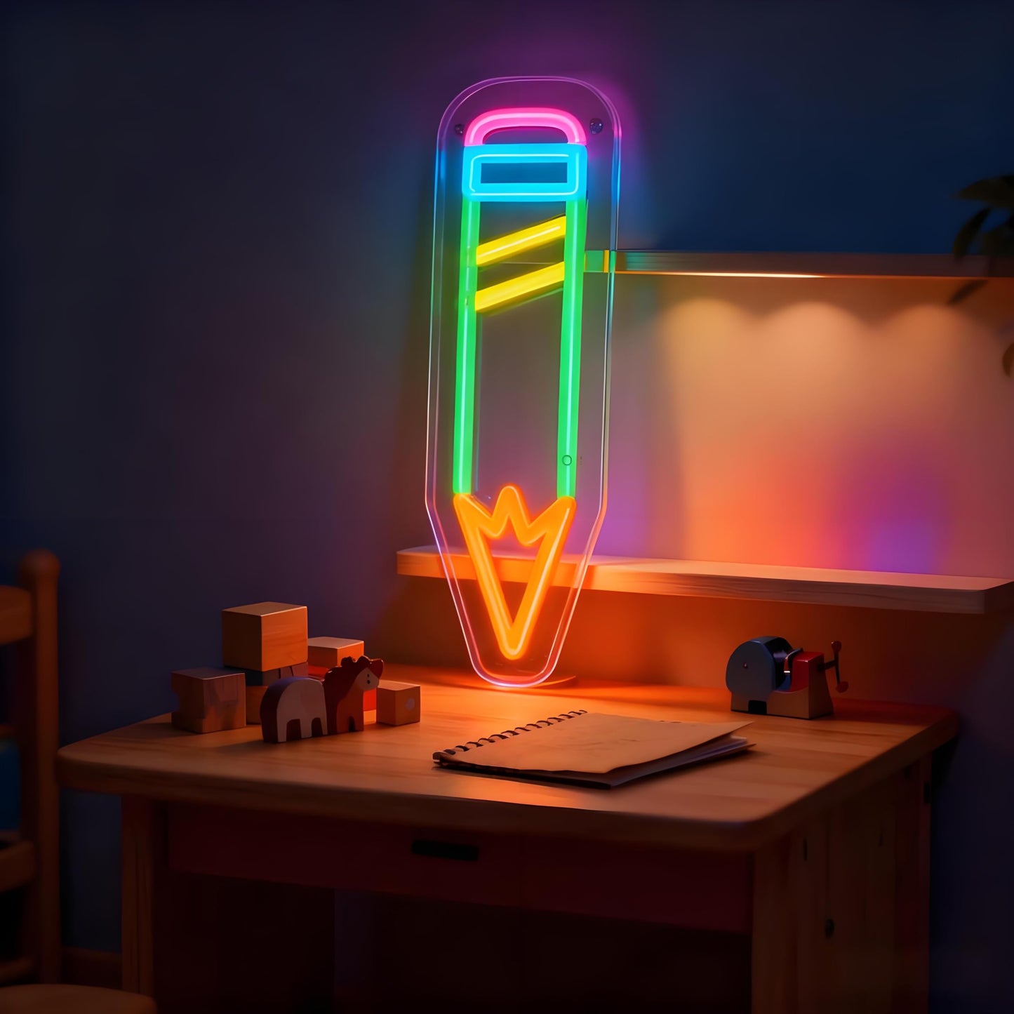 Neonawall Pen Neon Sign for Wall Decor Students Light Up Led Sign Birthday Party Gifts Led Decorative Night Signs School Class Room Decorations Christmas Party Gifts for Learning Room Boys Girls