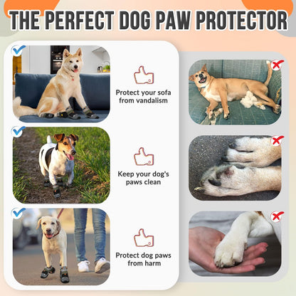 Eyein Dog Boots Paw Protector, Breathable Dog Boots for Injured Paws Waterproof, Dual Adjustable Washable Non-Slip Shoes for Walking, Reflective Dog Shoes for Small Medium Large(2pcs)