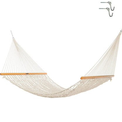 Original Pawleys Island Deluxe Oatmeal DuraCord Rope Hammock – 13 ft. x 65 in, 2-Person, 450 lb Capacity, Oak Spreader Bar, Zinc-Plated Hardware, Handcrafted in the USA