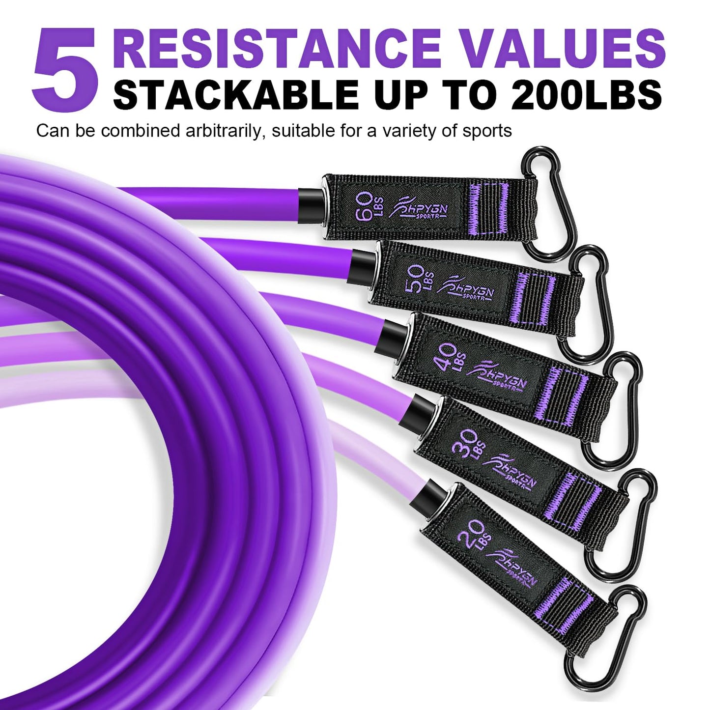 HPYGN Resistance Bands, Exercise Bands with Handles, Fitness Bands, Workout Bands with Door Anchor and Ankle Straps, for Heavy Resistance Training, Physical Therapy, Shape Body, Yoga, Home Workout Set