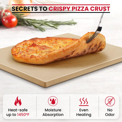 Unicook Pizza Stone, Cordierite Baking Stone for Oven and BBQ, Grilling Pizza Plate, Ideal for Making Bread, Cookies and More, Thermal Shock Resistant, Durable and Safe, Rectangular, 38 x 30 cm