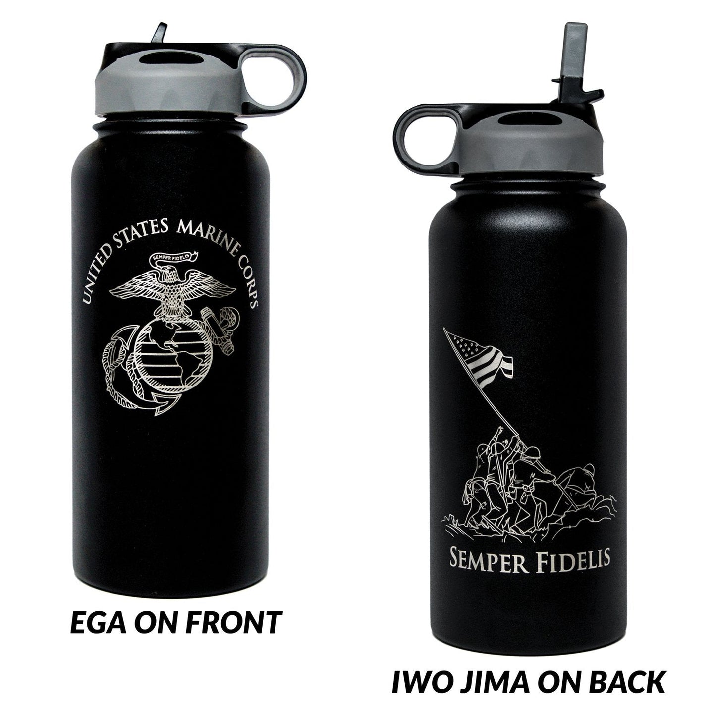 32oz USMC Stainless Steel Marine Corps Water Bottle - Double Wall Vacuum Insulated