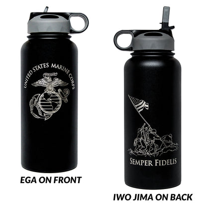 32oz USMC Stainless Steel Marine Corps Water Bottle - Double Wall Vacuum Insulated