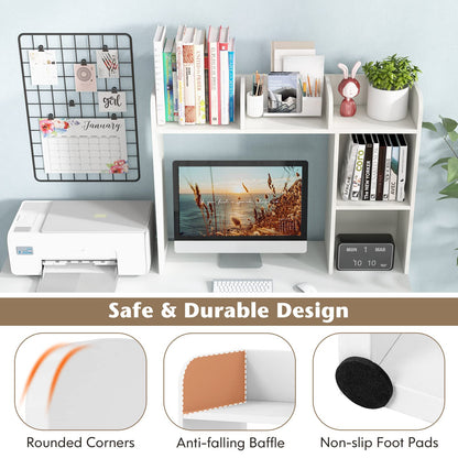 Tangkula Desktop Bookshelf, Countertop Storage Hutch with 5 Shelves for Computer Desk, Desk 3-Tier Display Rack, Multipurpose Wood Desktop Hutch Storage Organizer for Dorm Office Home