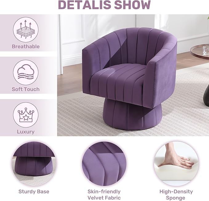 Swivel Accent Barrel Chair Set of 2, Cute Comfy Small Round 360° Arm Chair