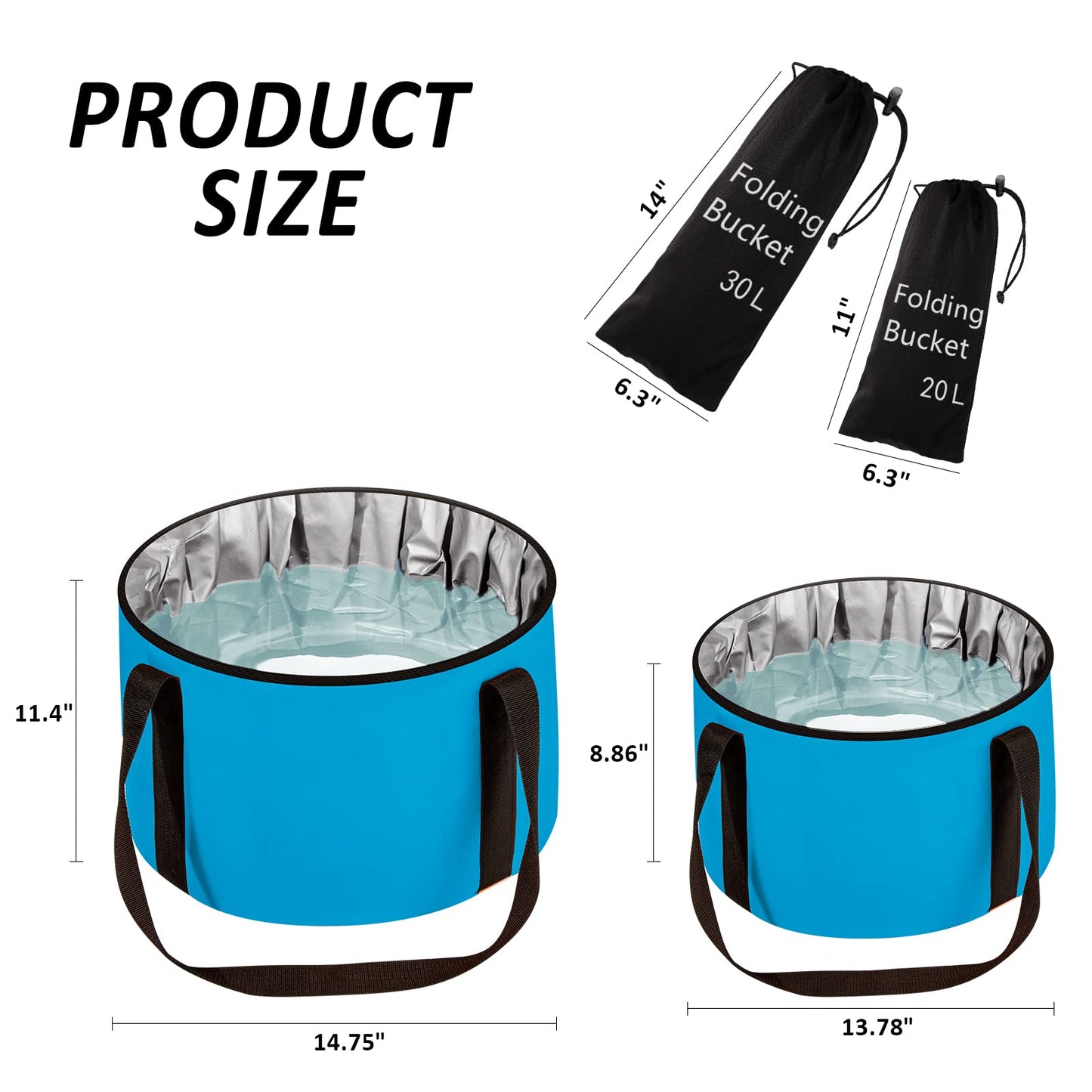 Foot Bath Basin 20L Collapsible Bucket, Portable Foot Soak Tub Feet Soaking Bucket for Outdoor Travel, Camping, Fishing(Black)